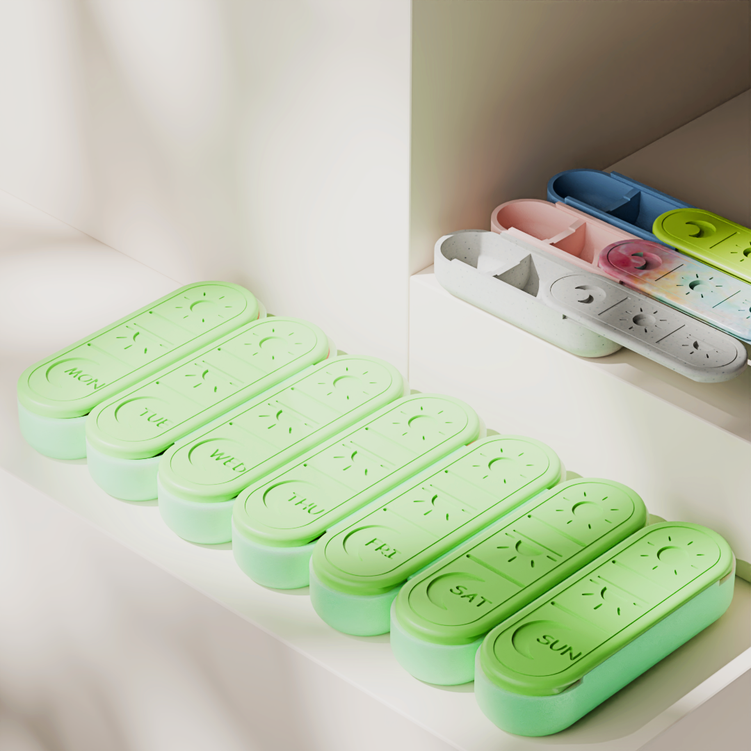 11 Pill Box Organizer: 3 Times a Day, 7 Day - Travel Friendly - Image 1