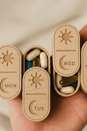 Cute Wood Weekly Pill Box Organizer