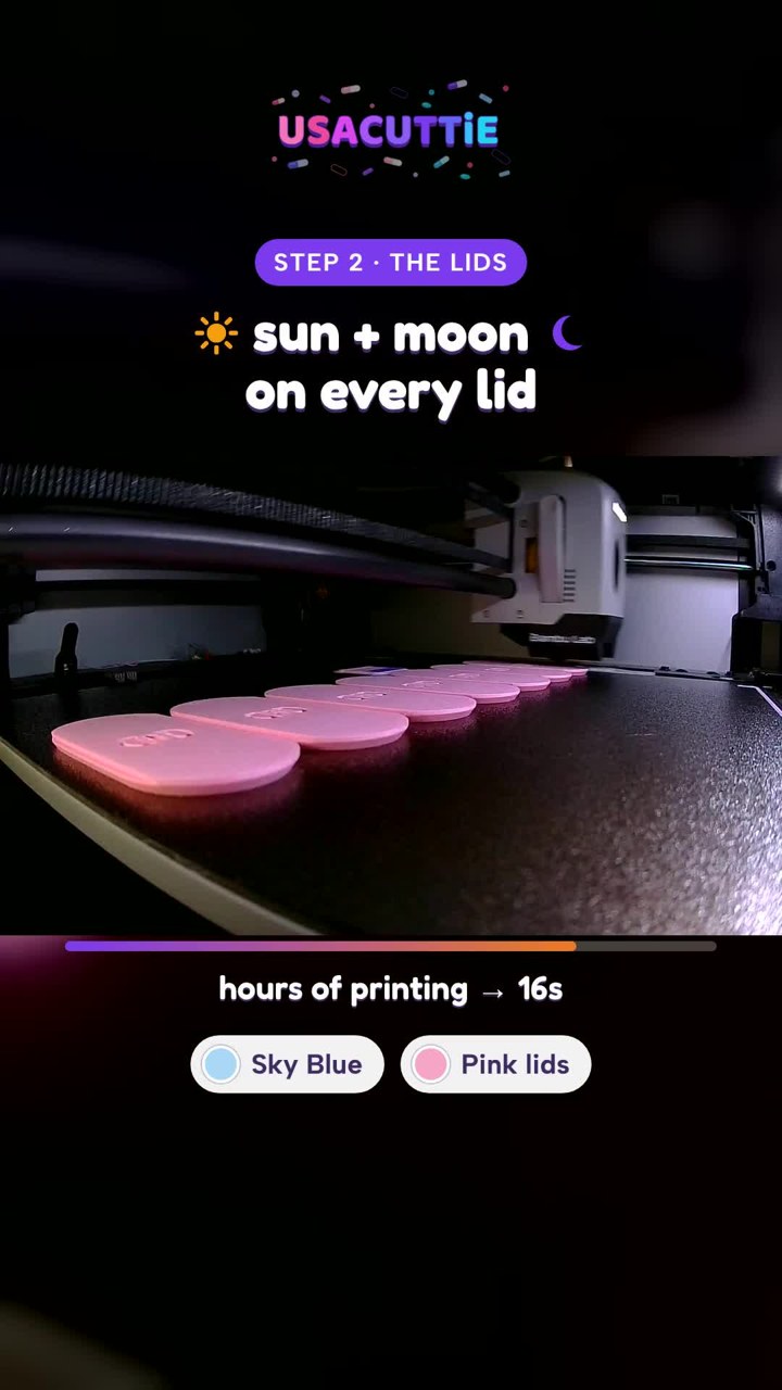 3D printer printing pink sliding lids for a 7 day pill organizer